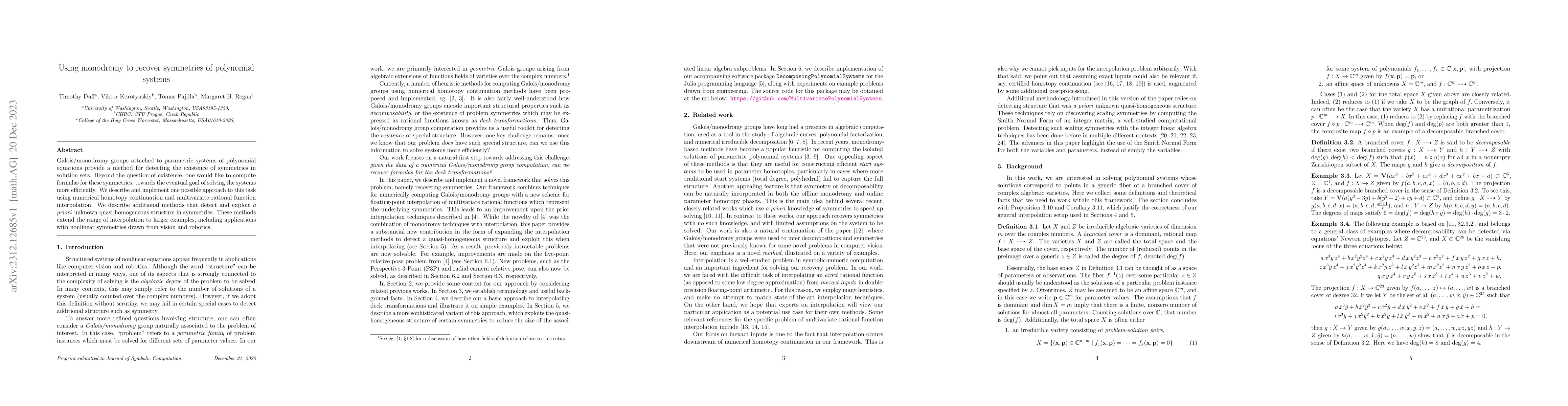Thumbnail for Using monodromy to recover symmetries of polynomial systems