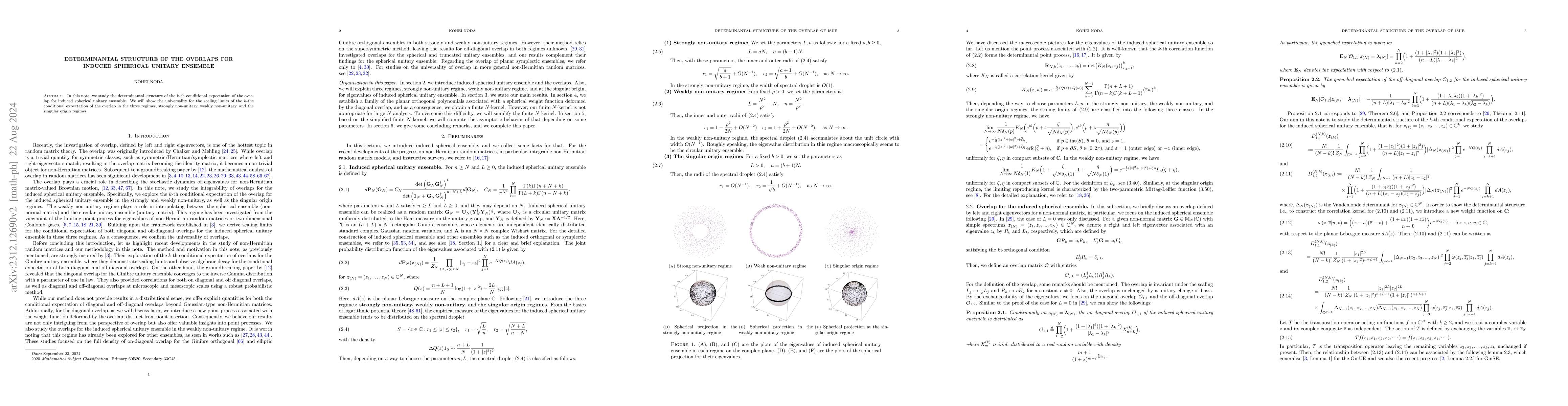 Thumbnail for Determinantal structure of the overlaps for induced spherical unitary
  ensemble