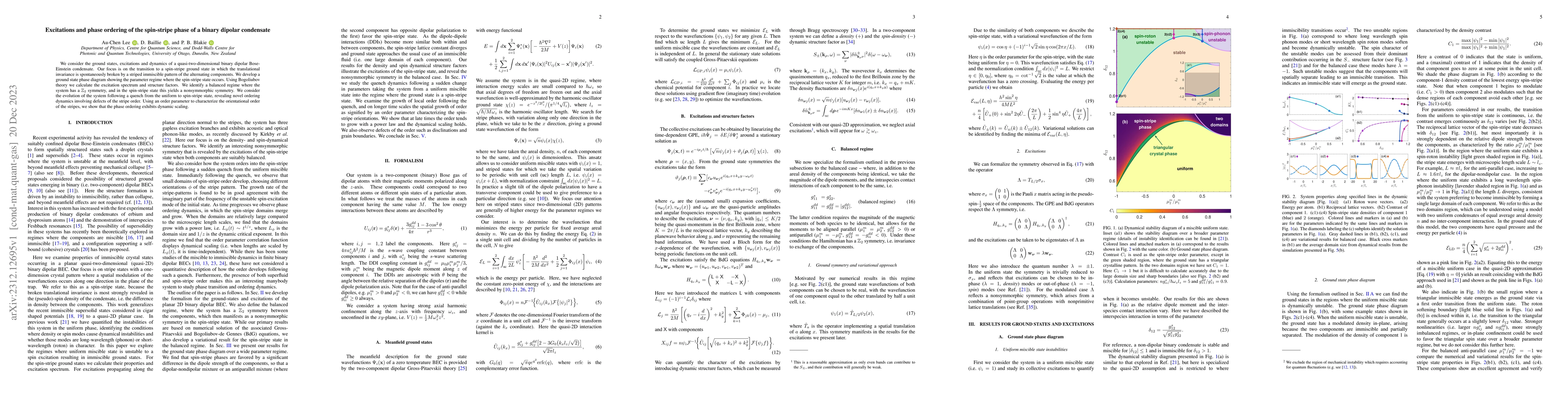 Thumbnail for Excitations and phase ordering of the spin-stripe phase of a binary
  dipolar condensate