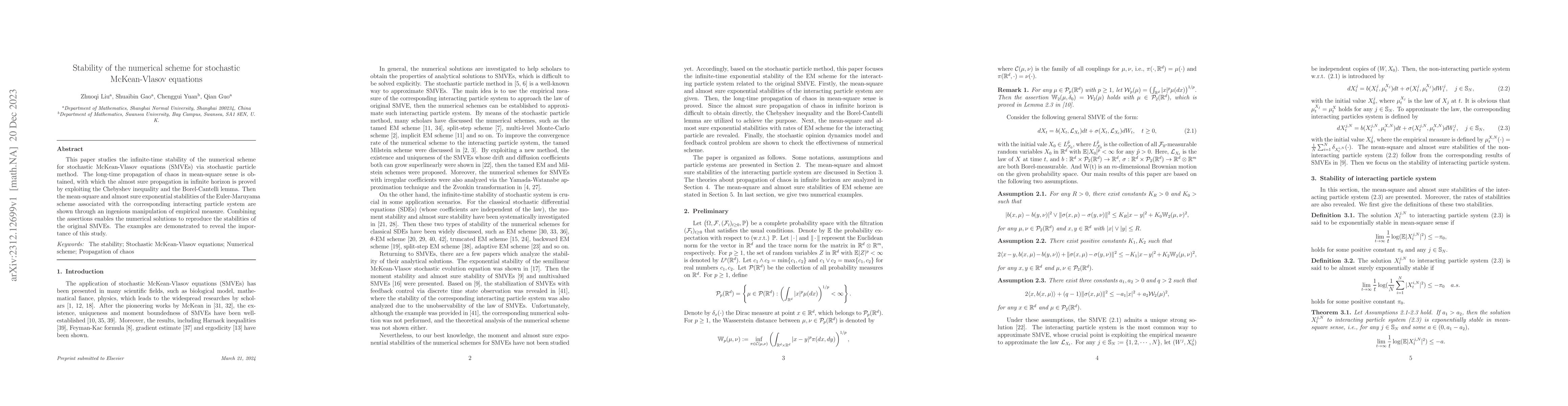 Thumbnail for Stability of the numerical scheme for stochastic McKean-Vlasov equations