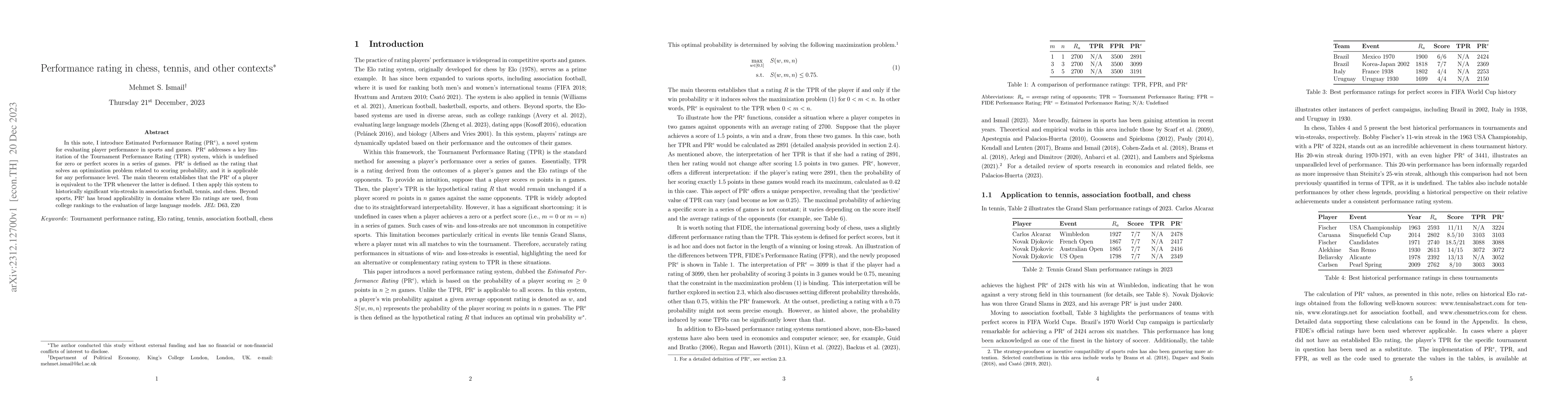 Thumbnail for Performance rating in chess, tennis, and other contexts