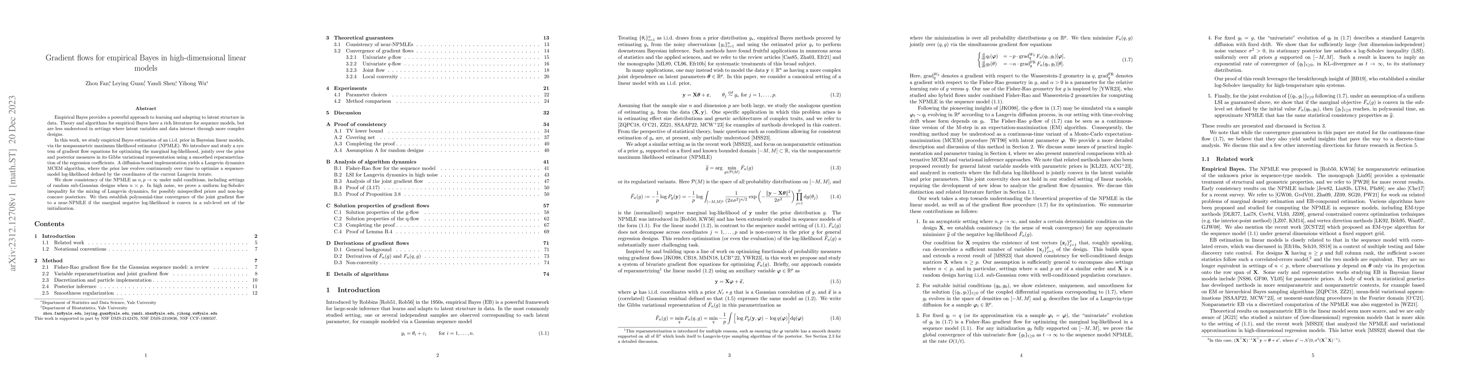 Thumbnail for Gradient flows for empirical Bayes in high-dimensional linear models