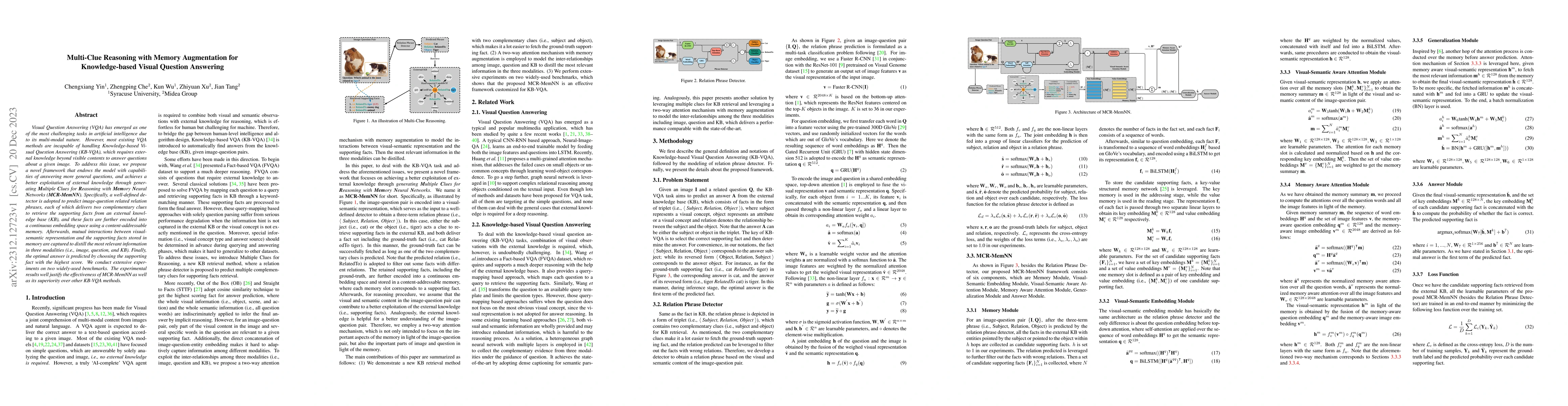 Thumbnail for Multi-Clue Reasoning with Memory Augmentation for Knowledge-based Visual
  Question Answering