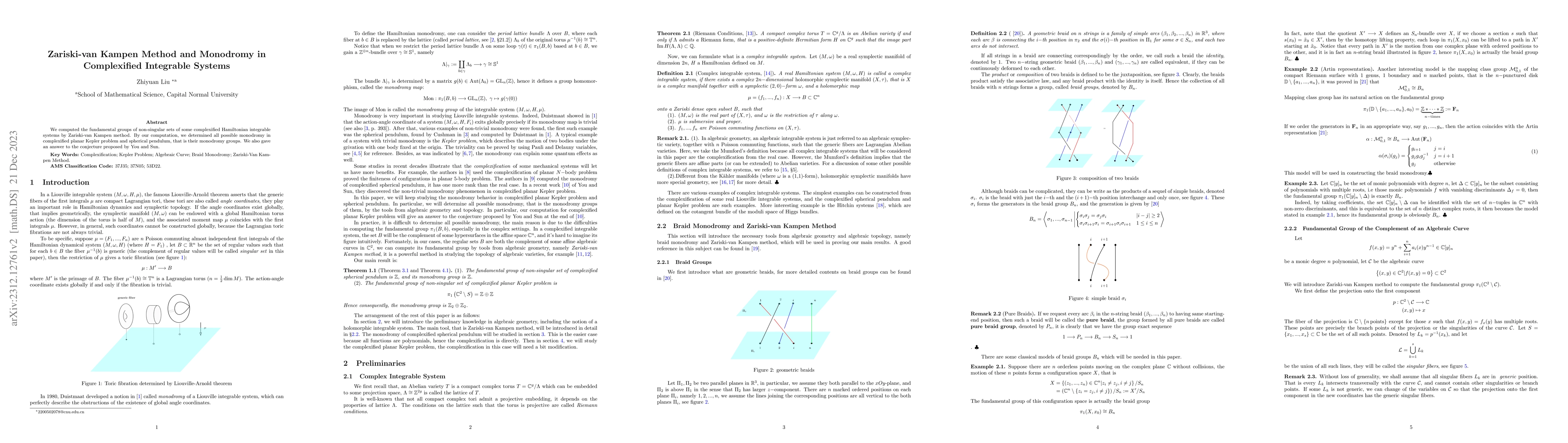 Thumbnail for Zariski-van Kampen Method and Monodromy in Complexified Integrable
  Systems