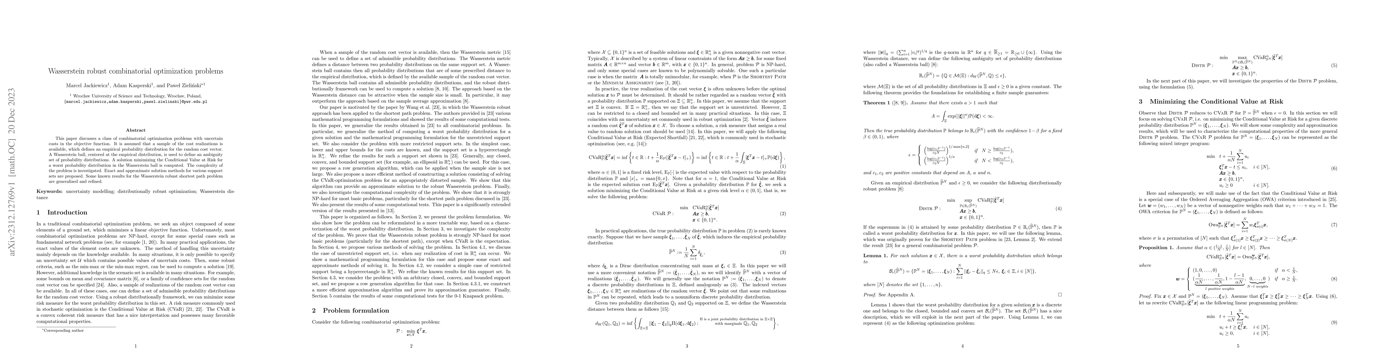 Thumbnail for Wasserstein robust combinatorial optimization problems