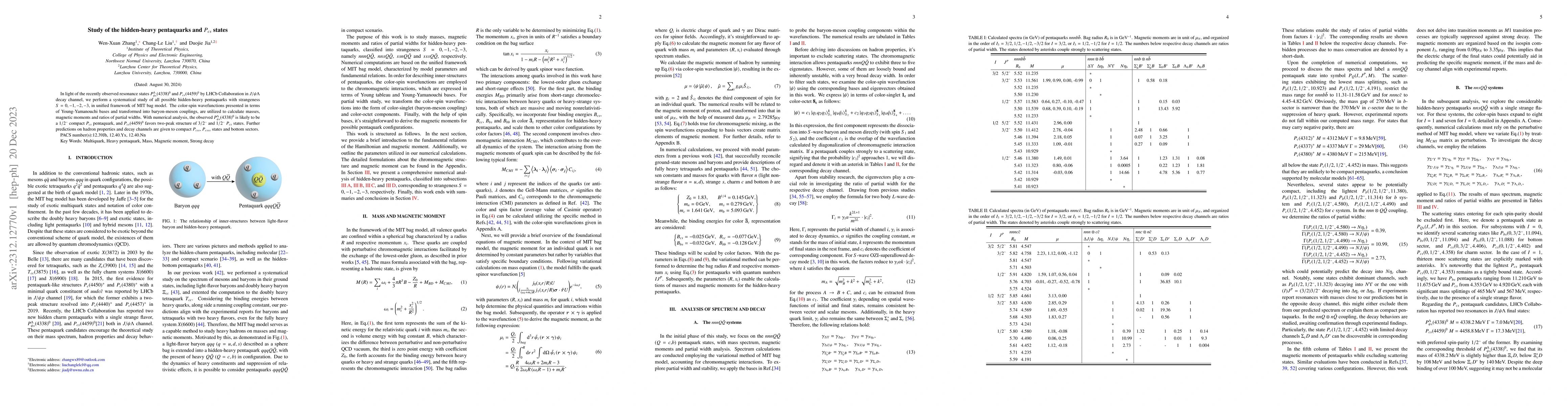 Thumbnail for Study of the hidden-heavy pentaquarks and $P_{cs}$ states