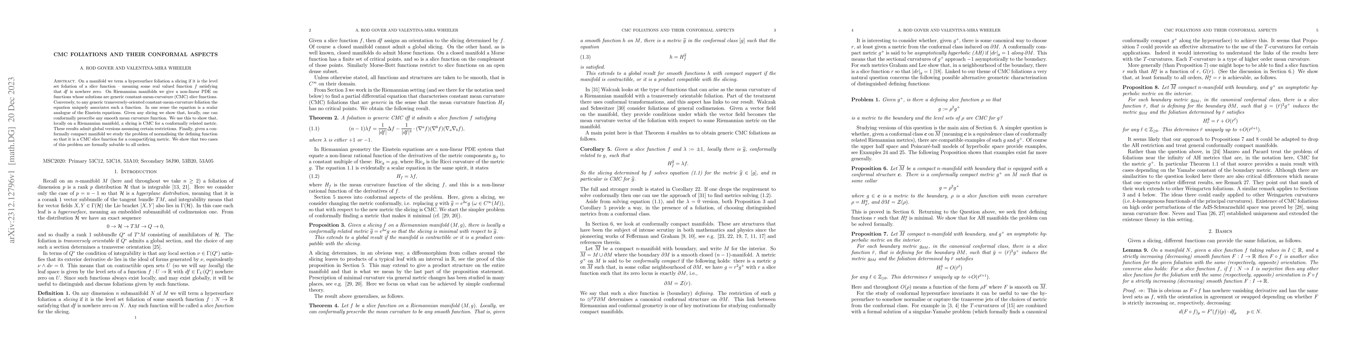Thumbnail for CMC Foliations and their conformal aspects