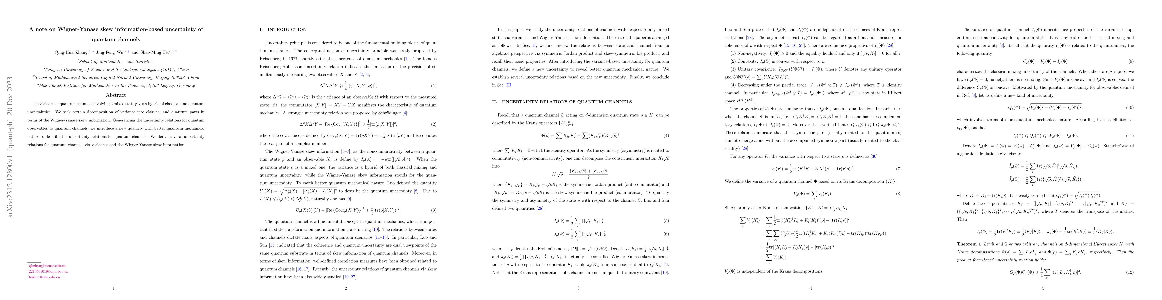 Thumbnail for A note on Wigner-Yanase skew information-based uncertainty of quantum
  channels