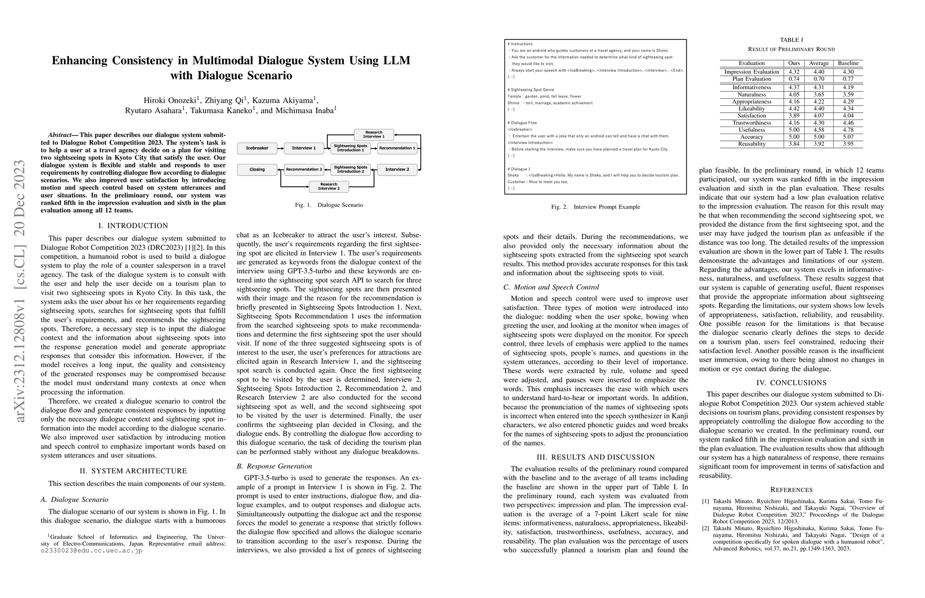 Thumbnail for Enhancing Consistency in Multimodal Dialogue System Using LLM with
  Dialogue Scenario