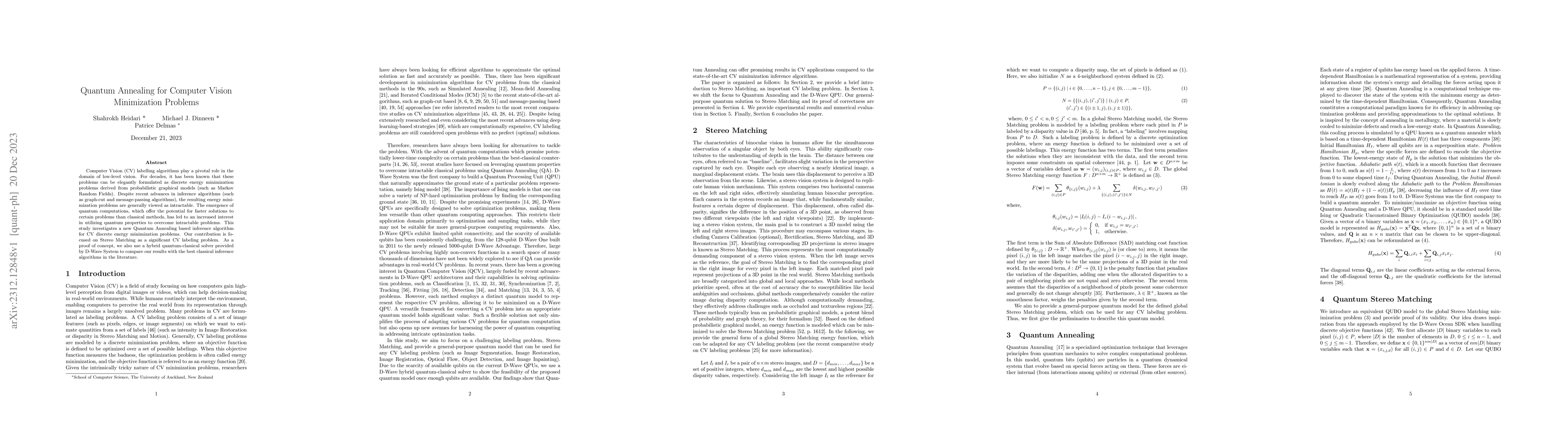 Thumbnail for Quantum Annealing for Computer Vision Minimization Problems