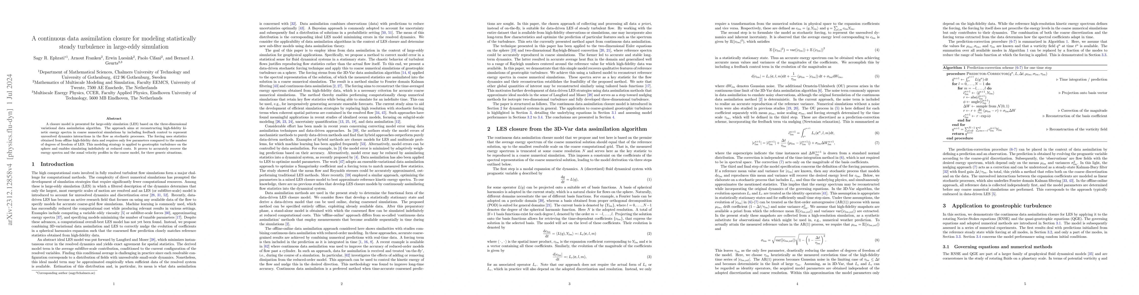 Thumbnail for A continuous data assimilation closure for modeling statistically steady
  turbulence in large-eddy simulation