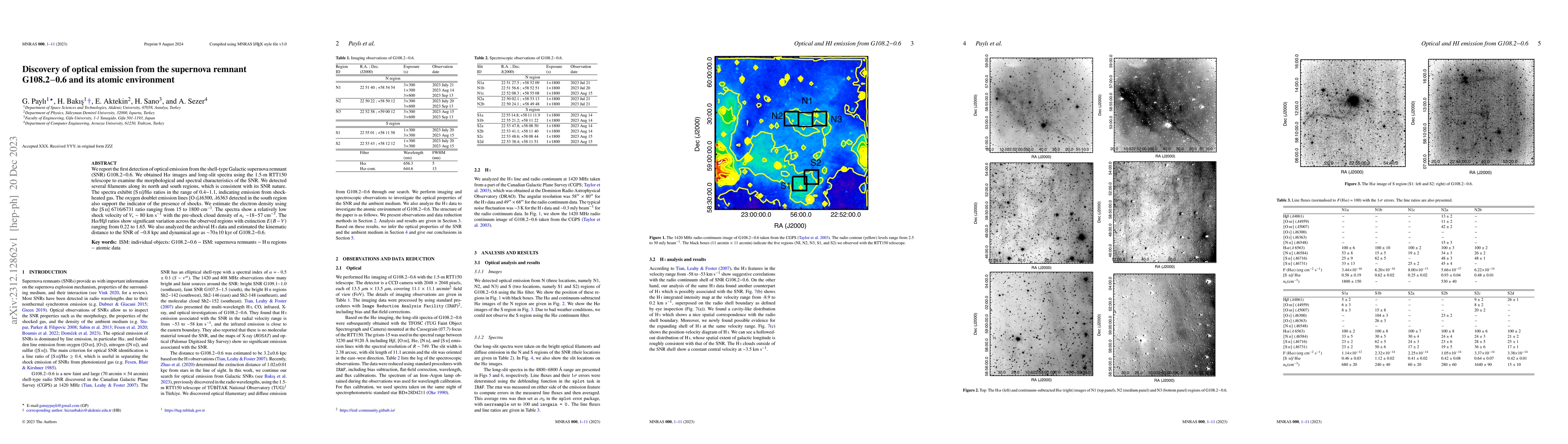 Thumbnail for Discovery of optical emission from the supernova remnant G108.2-0.6 and
  its atomic environment