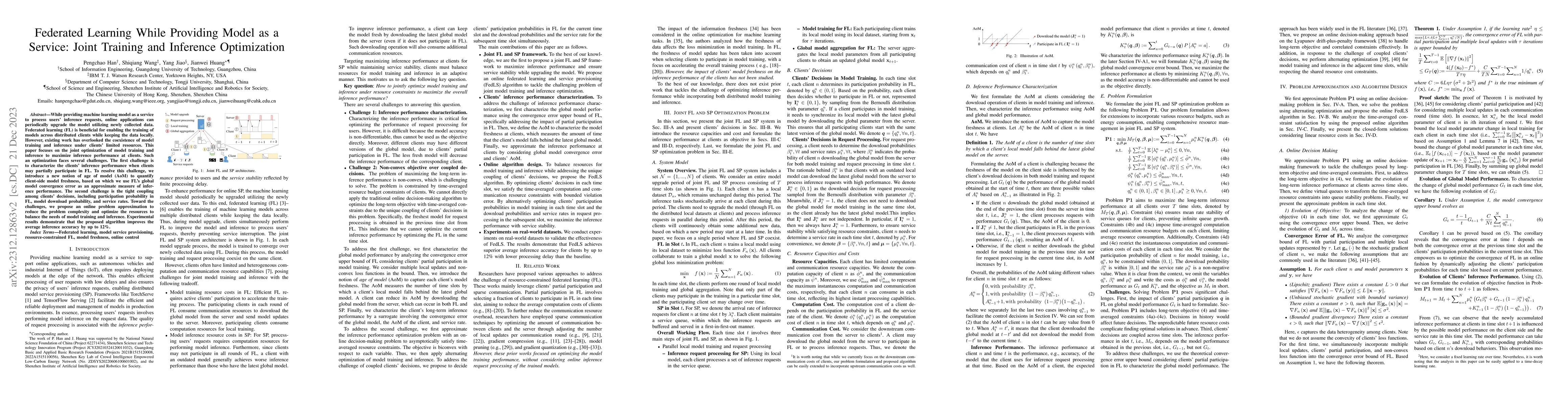 Thumbnail for Federated Learning While Providing Model as a Service: Joint Training
  and Inference Optimization