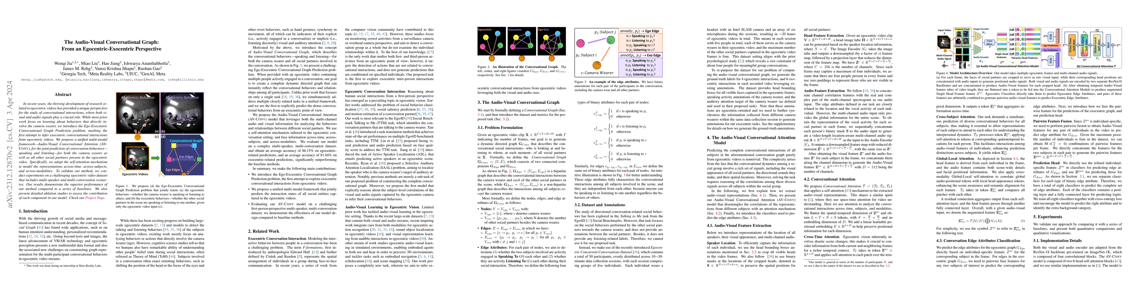 Thumbnail for The Audio-Visual Conversational Graph: From an Egocentric-Exocentric
  Perspective