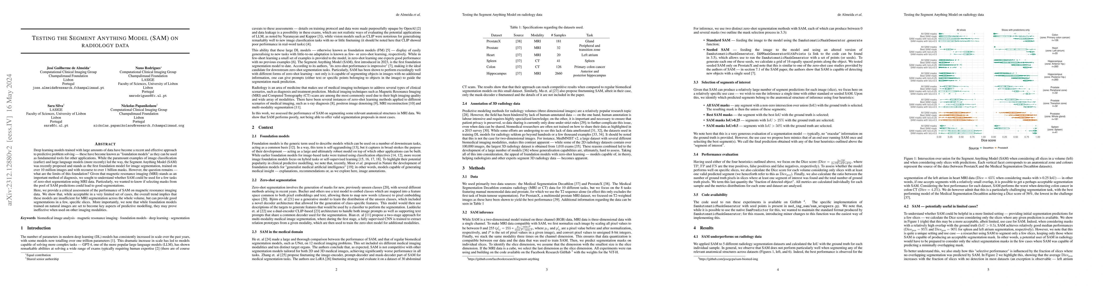 Thumbnail for Testing the Segment Anything Model on radiology data