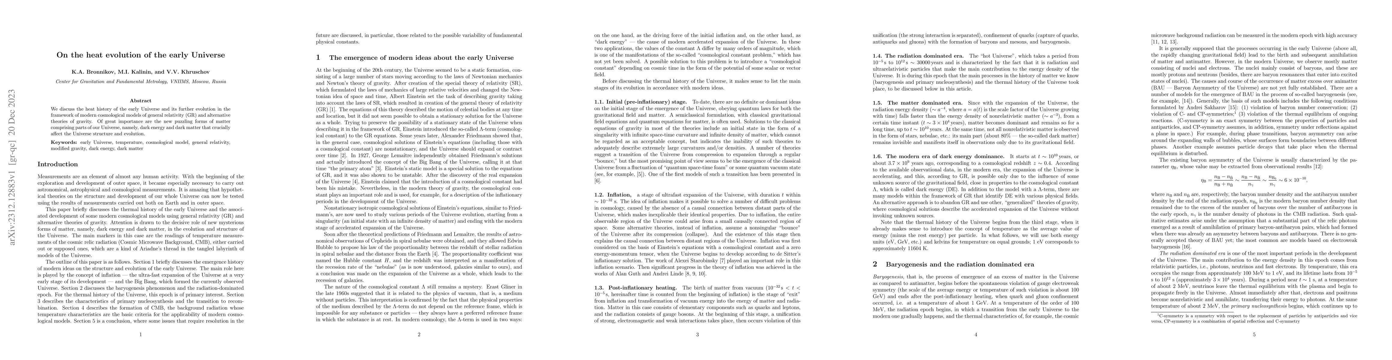 Thumbnail for On the heat evolution of the early Universe