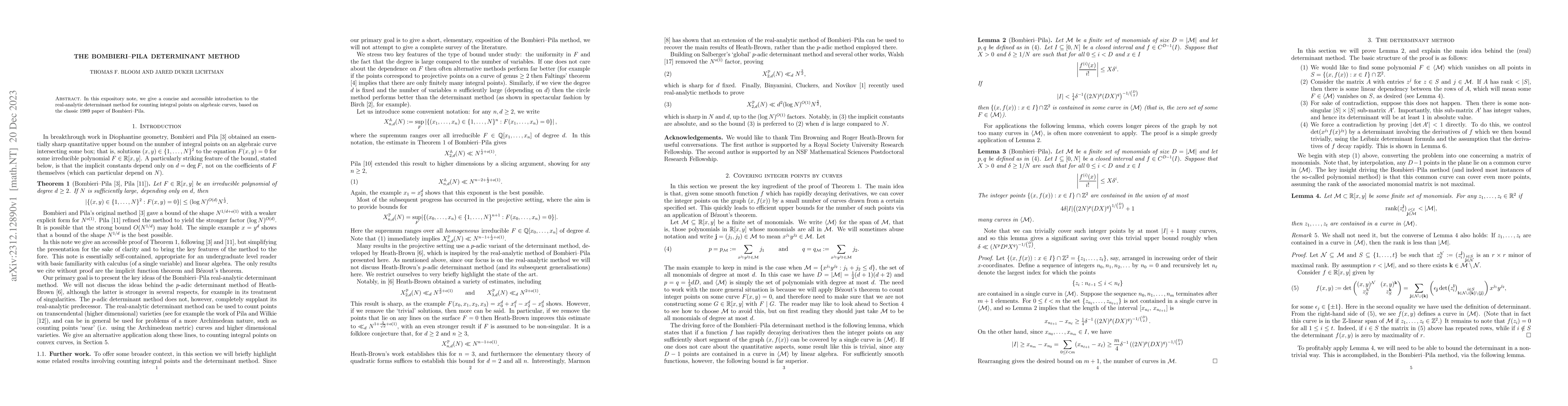 Thumbnail for The Bombieri-Pila determinant method