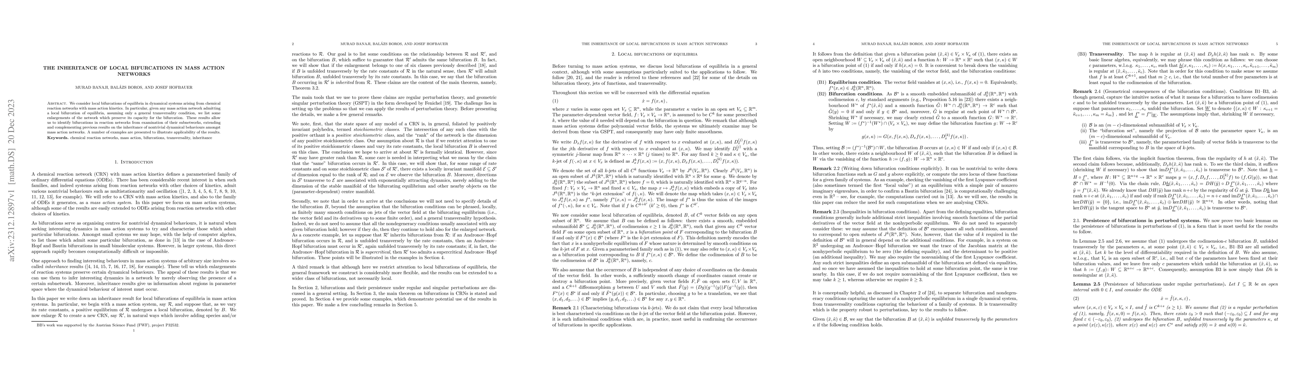 Thumbnail for The inheritance of local bifurcations in mass action networks