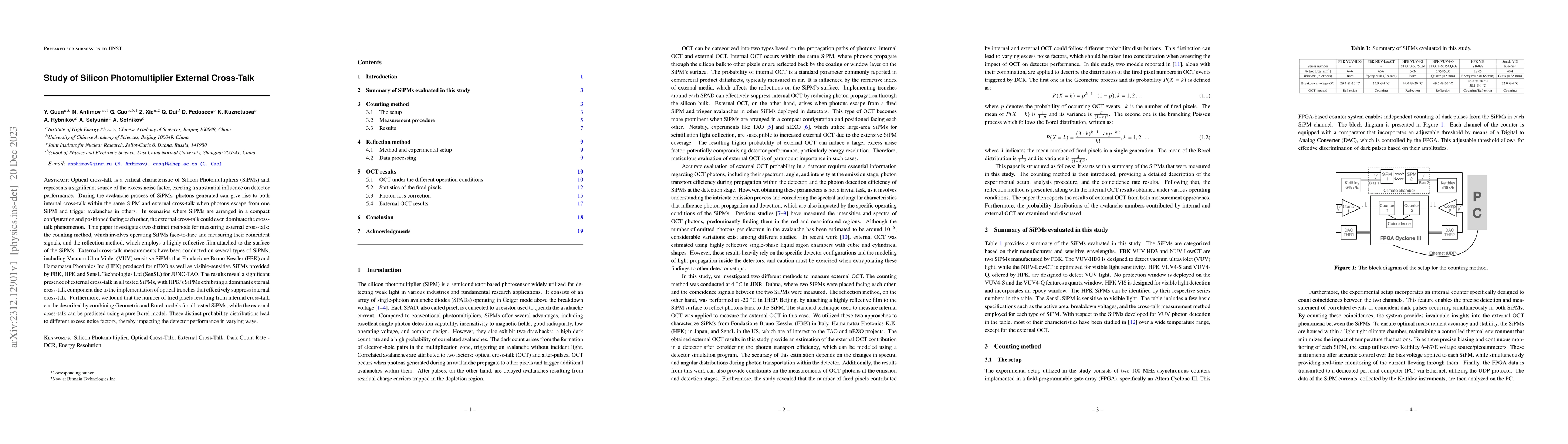 Thumbnail for Study of Silicon Photomultiplier External Cross-Talk