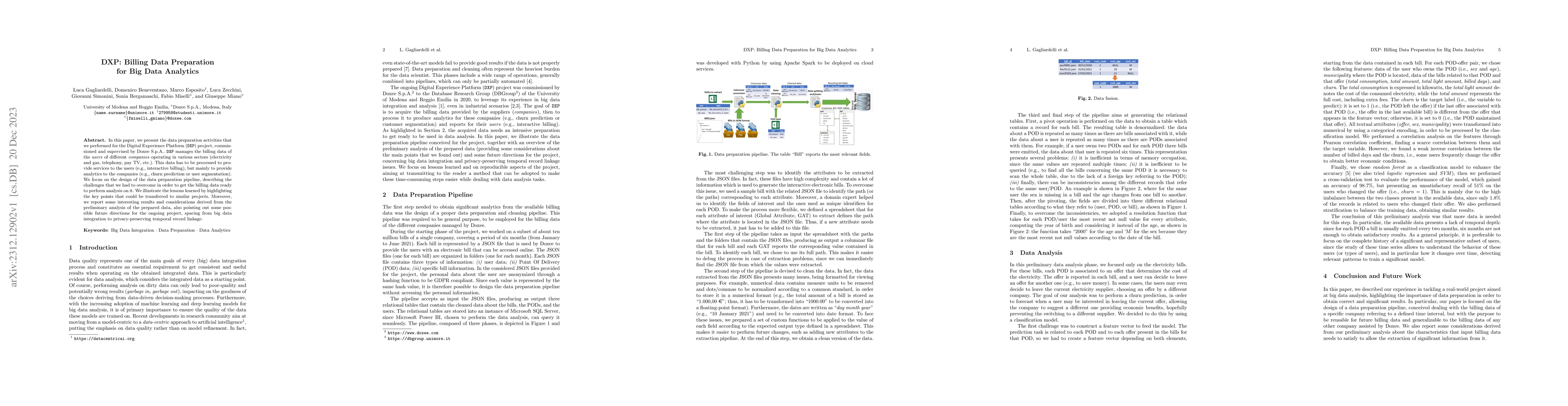 Thumbnail for DXP: Billing Data Preparation for Big Data Analytics