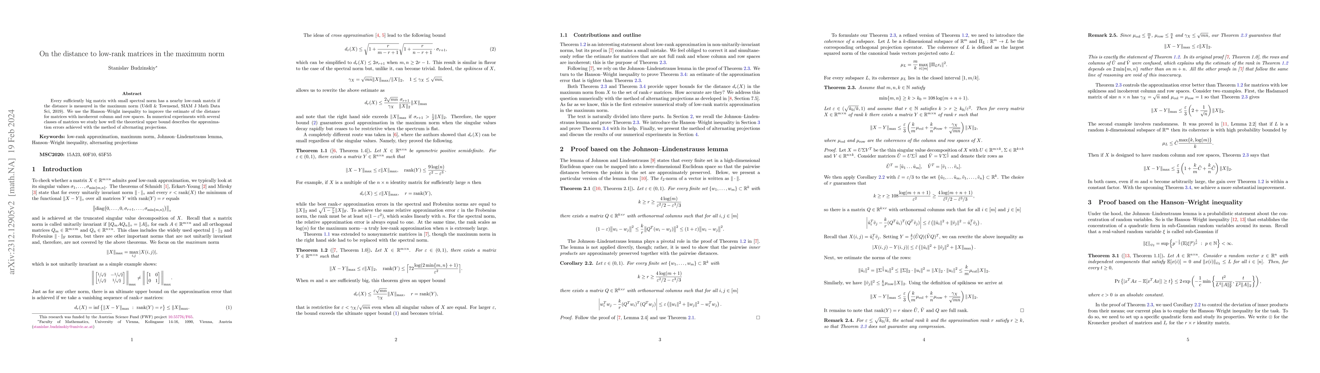 Thumbnail for On the distance to low-rank matrices in the maximum norm