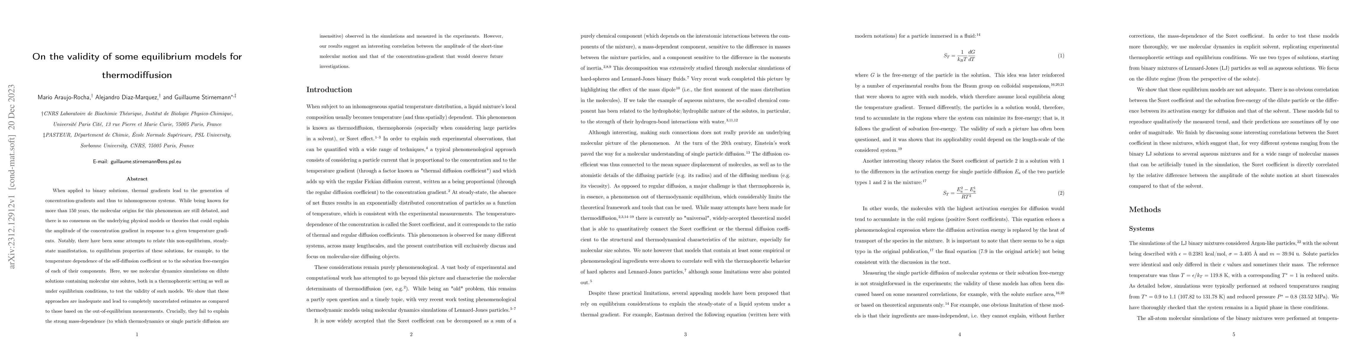 Thumbnail for On the validity of some equilibrium models for thermodiffusion