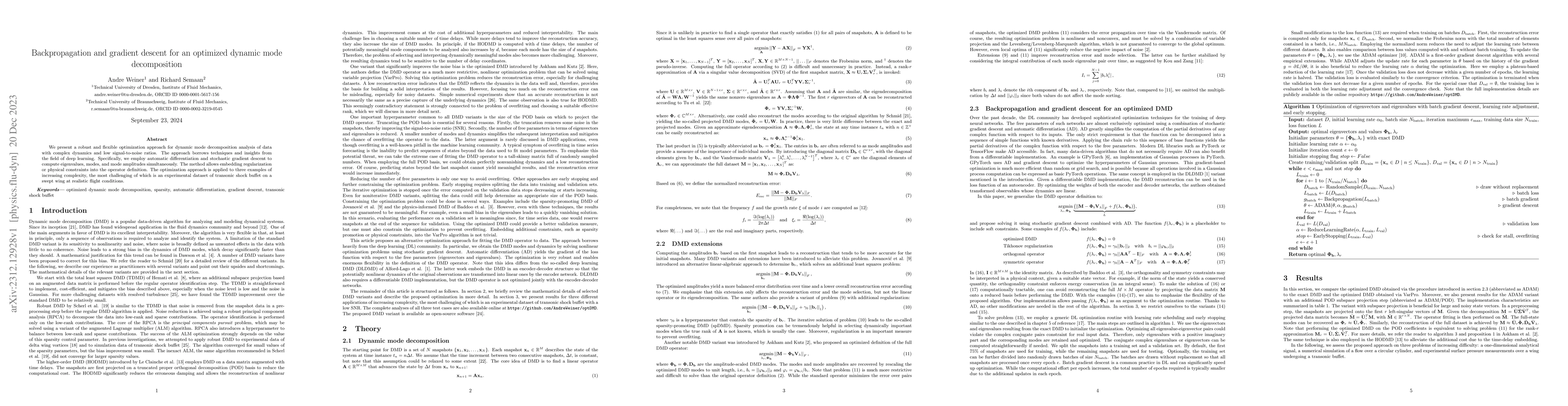 Thumbnail for Backpropagation and gradient descent for an optimized dynamic mode
  decomposition