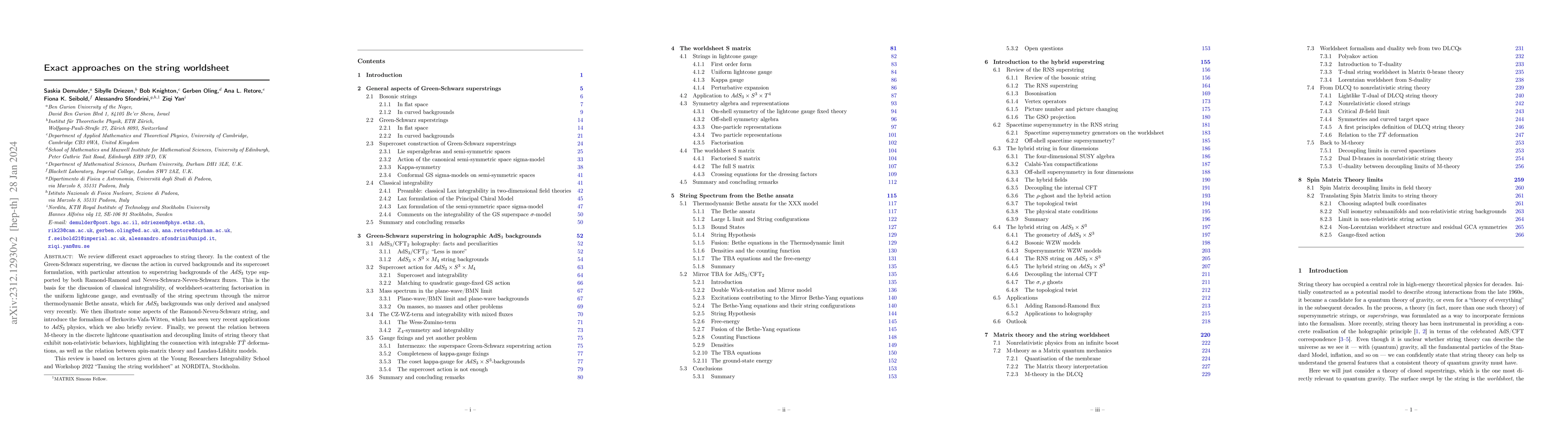 Thumbnail for Exact approaches on the string worldsheet