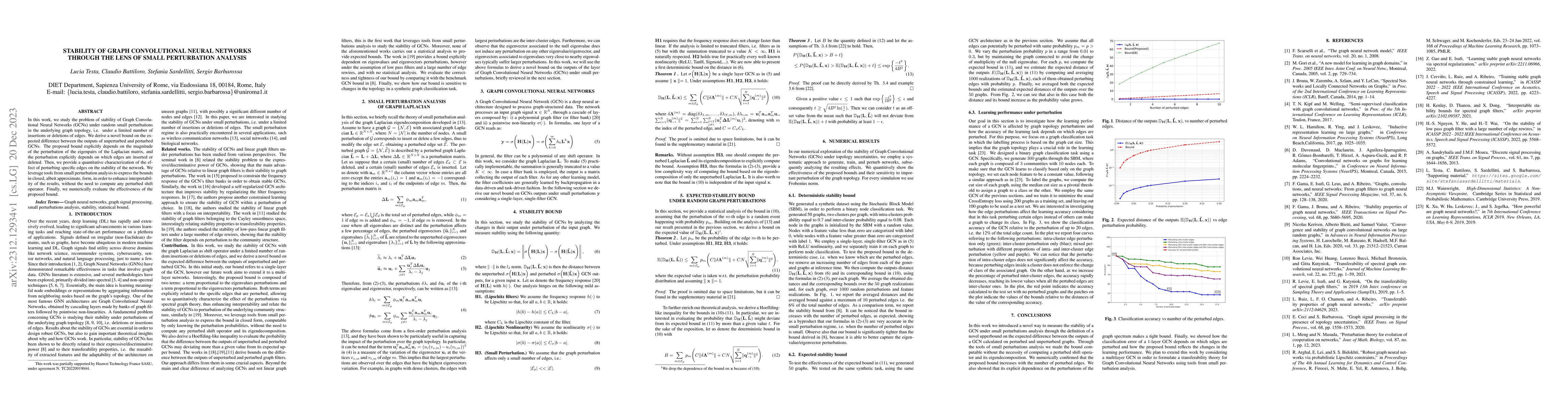 Thumbnail for Stability of Graph Convolutional Neural Networks through the lens of
  small perturbation analysis