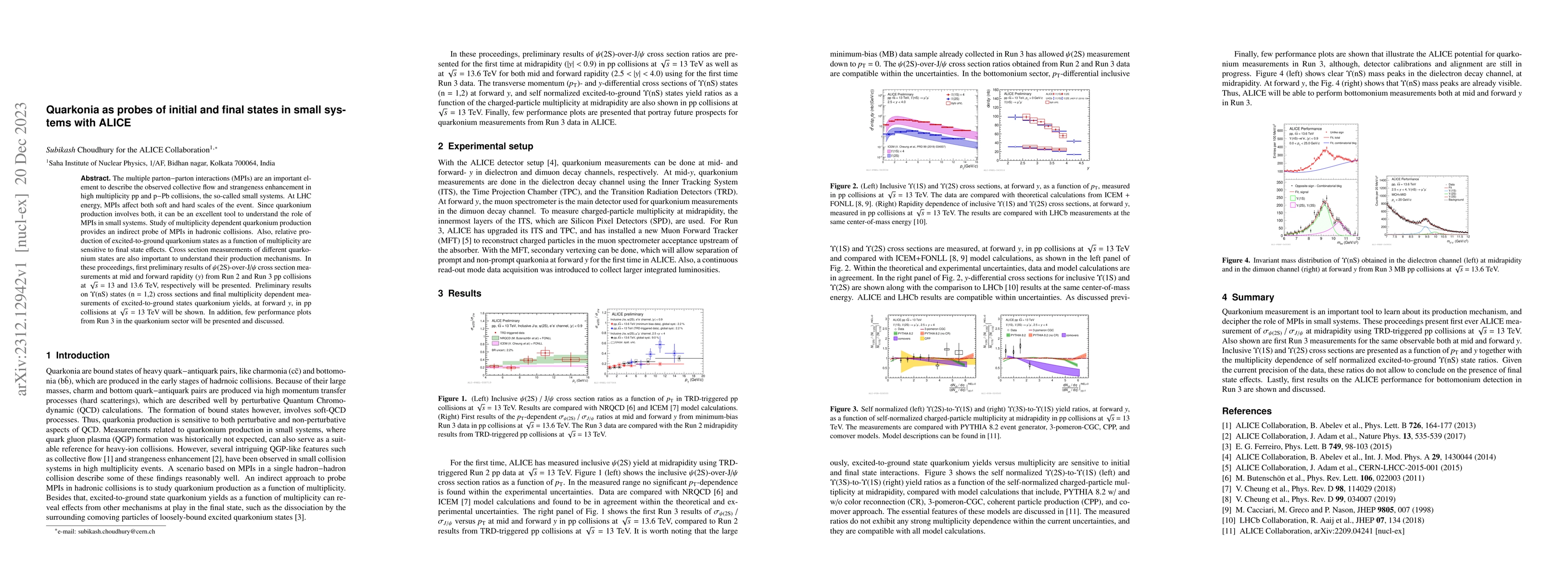 Thumbnail for Quarkonia as probes of initial and final states in small systems with
  ALICE