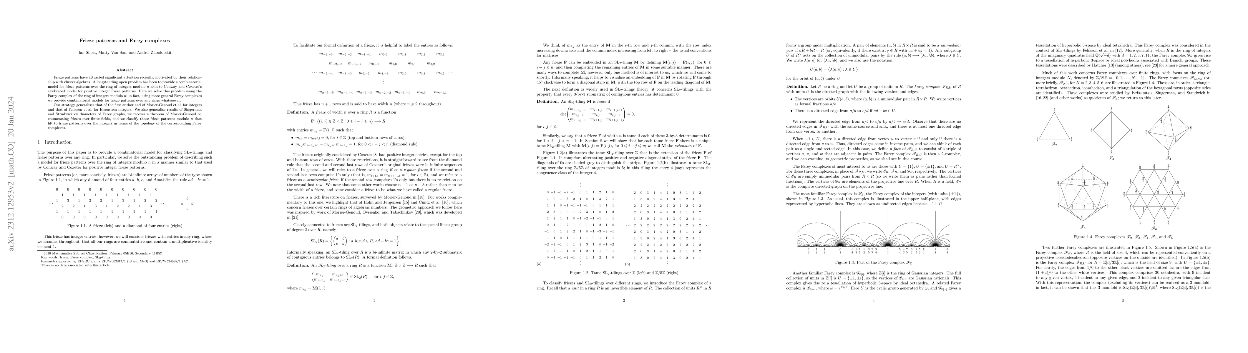 Thumbnail for Frieze patterns and Farey complexes
