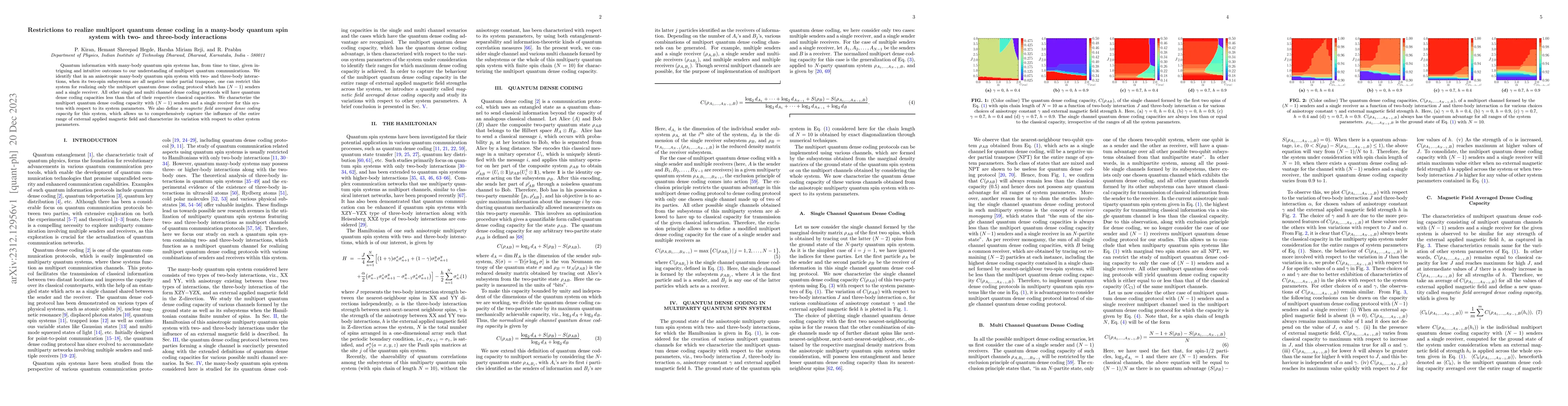 Thumbnail for Restrictions to realize multiport quantum dense coding in a many-body
  quantum spin system with two- and three-body interactions