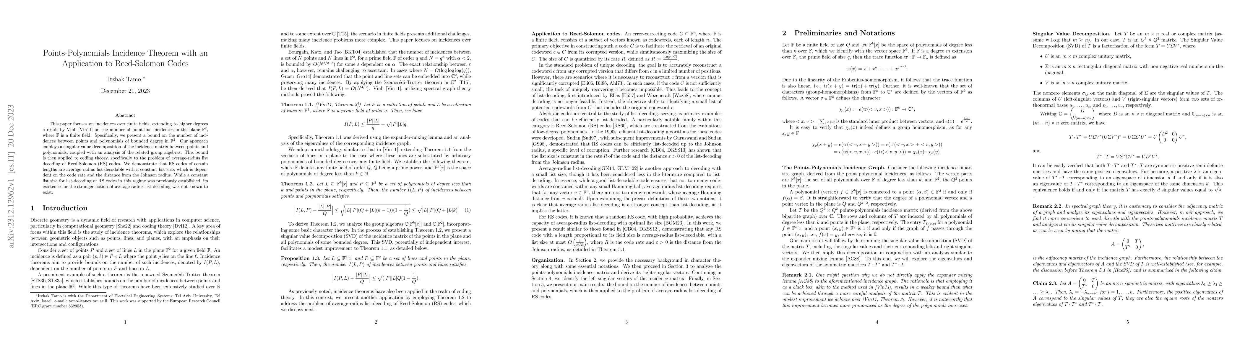 Thumbnail for Points-Polynomials Incidence Theorem with Applications to Coding Theory