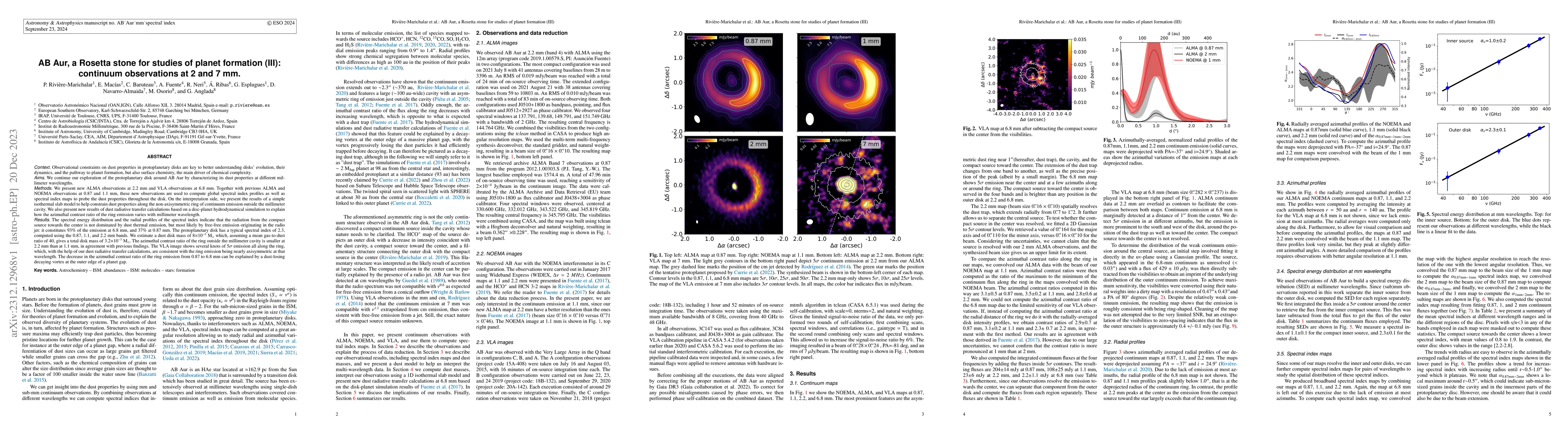 Thumbnail for AB Aur, a Rosetta stone for studies of planet formation (III): continuum
  observations at 2 and 7 mm