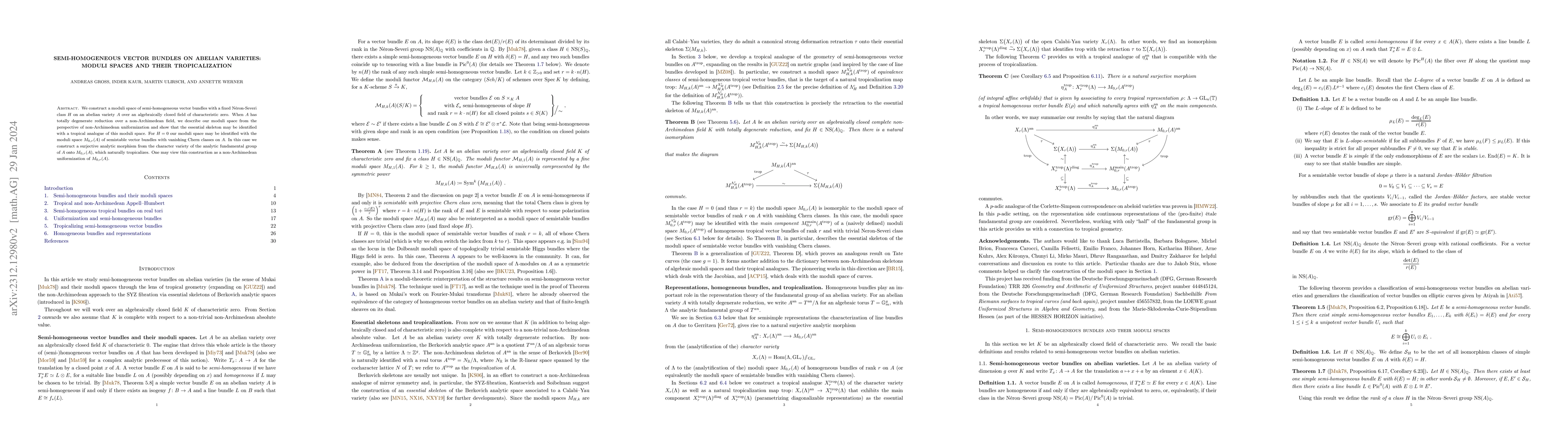 Thumbnail for Semi-homogeneous vector bundles on abelian varieties: moduli spaces and
  their tropicalization
