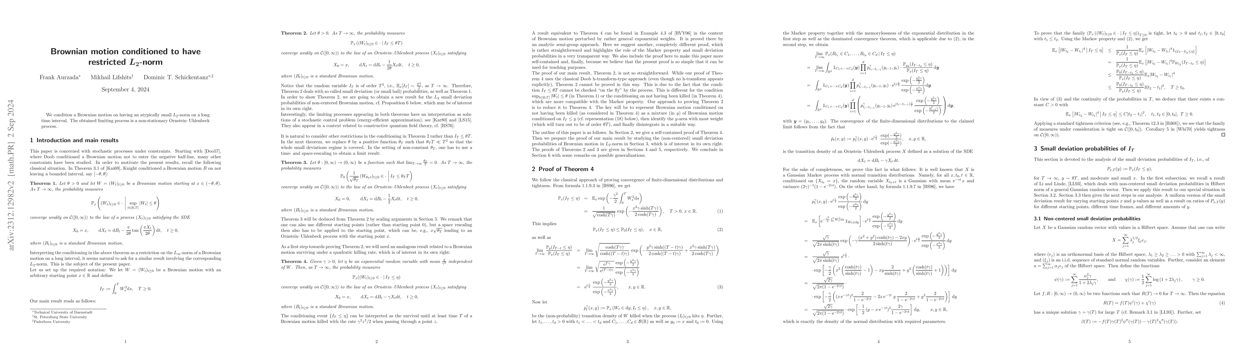 Thumbnail for Brownian motion conditioned to have restricted $L_2$-norm