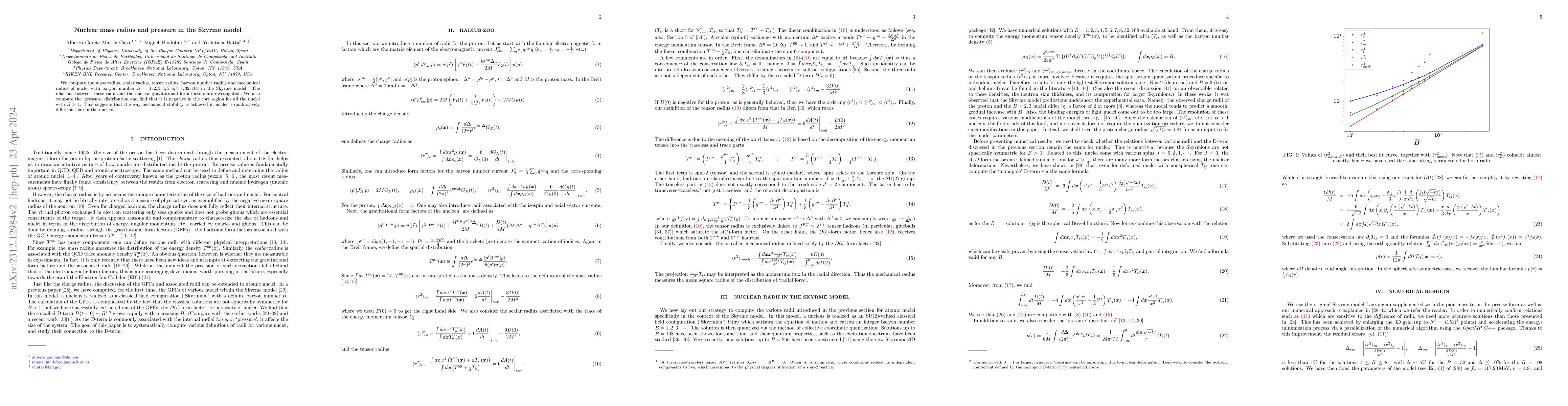 Thumbnail for Nuclear mass radius and pressure in the Skyrme model