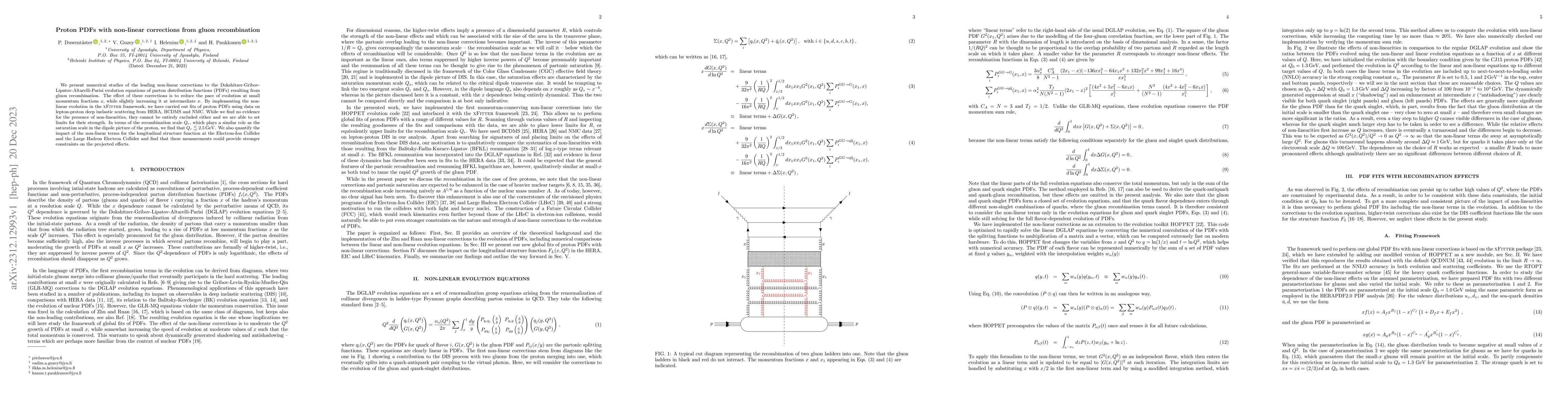 Thumbnail for Proton PDFs with non-linear corrections from gluon recombination