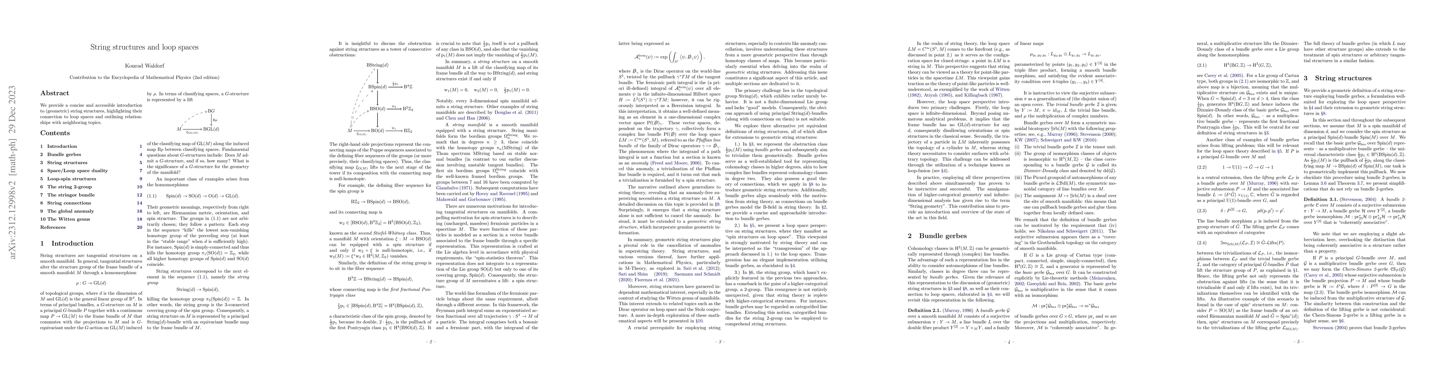 Thumbnail for String structures and loop spaces