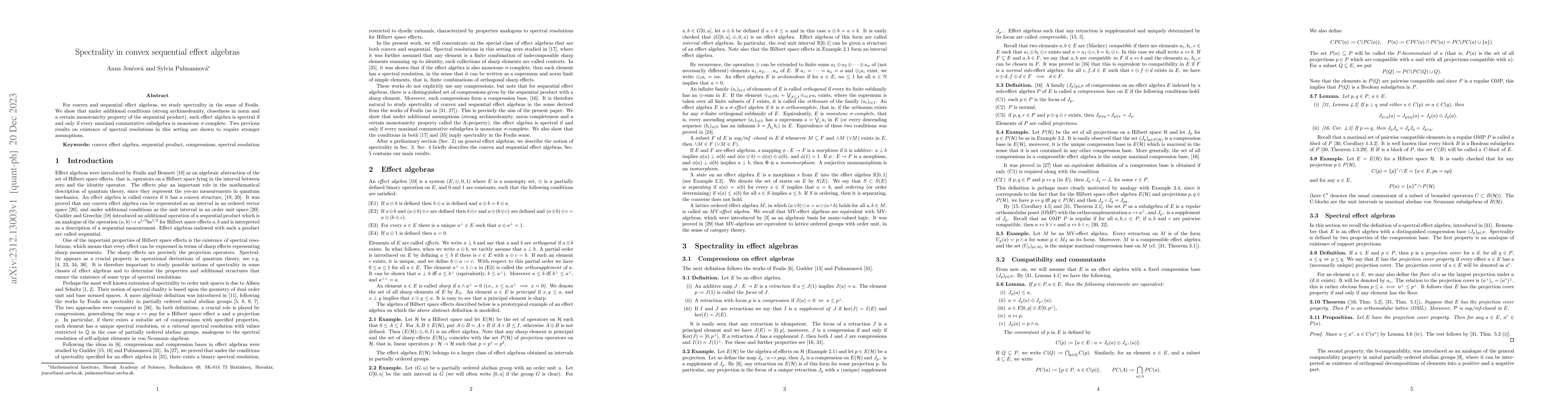 Thumbnail for Spectrality in convex sequential effect algebras