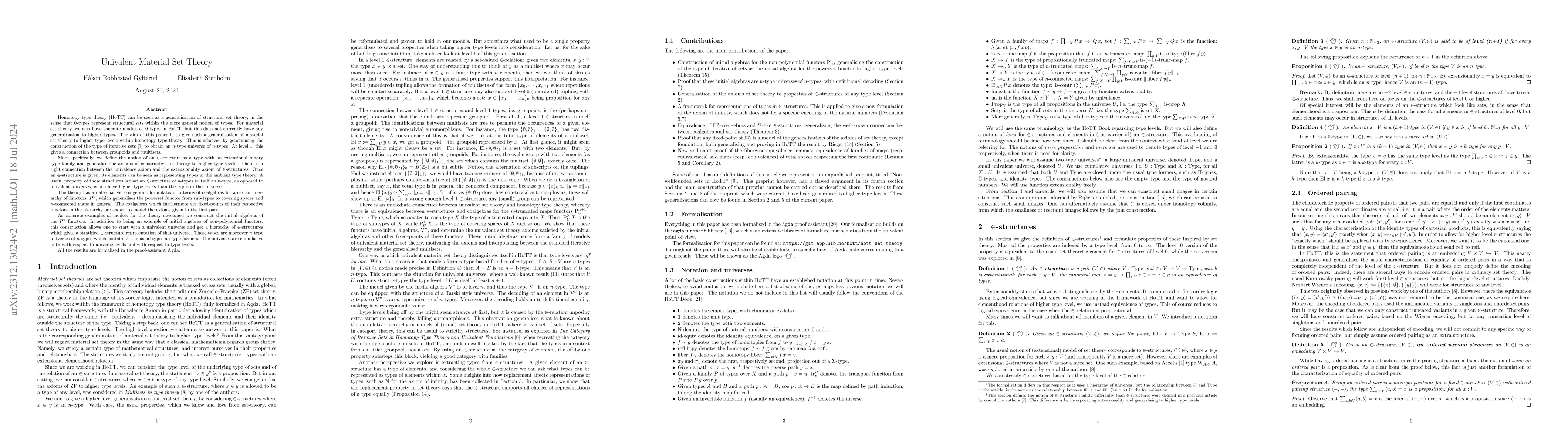 Thumbnail for Univalent Material Set Theory