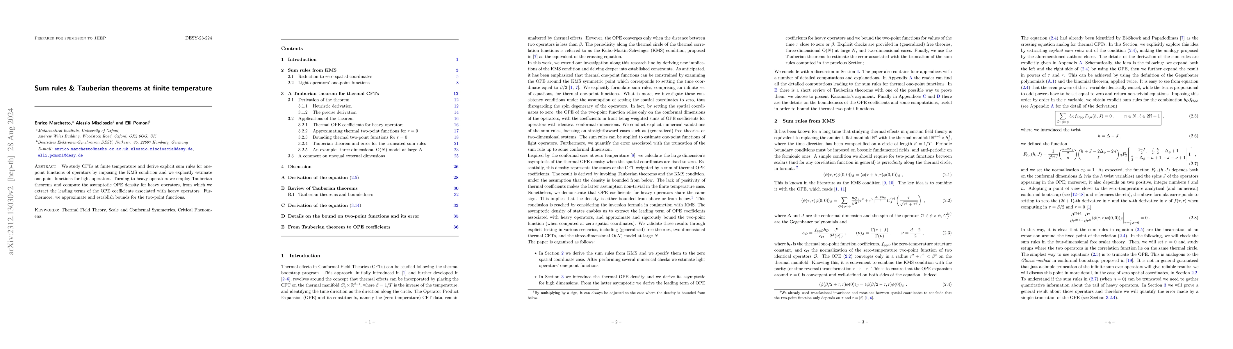 Thumbnail for Sum rules & Tauberian theorems at finite temperature