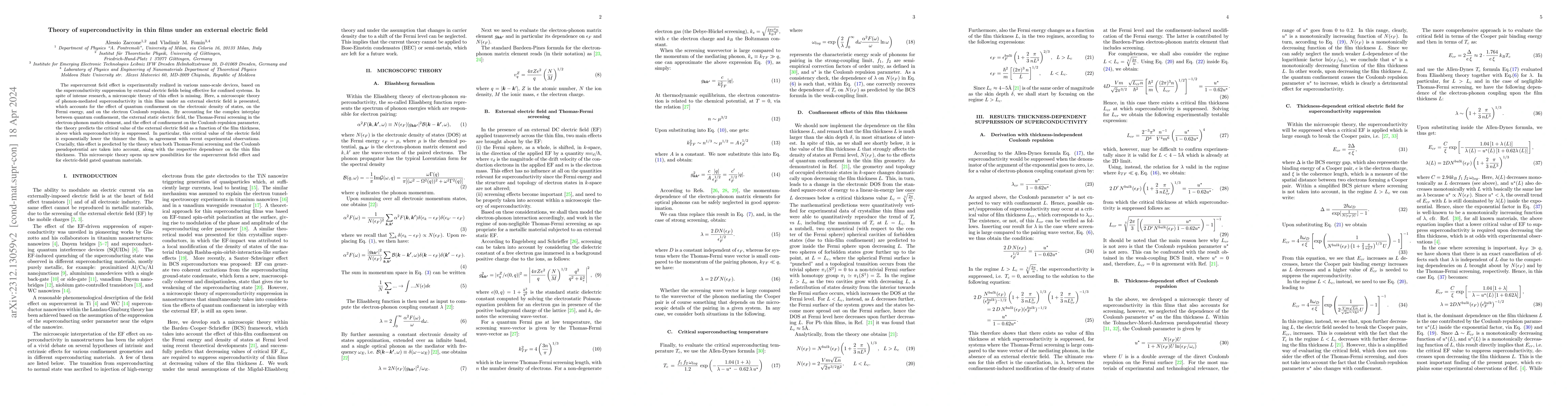 Thumbnail for Theory of superconductivity in thin films under an external electric
  field