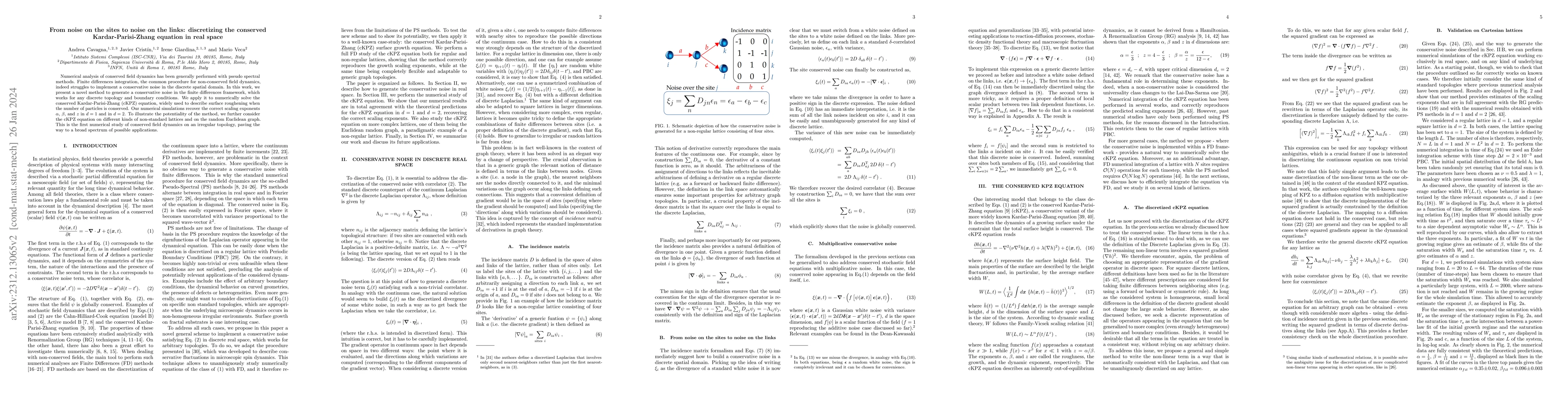 Thumbnail for From noise on the sites to noise on the links: discretizing the
  conserved Kardar-Parisi-Zhang equation in real space