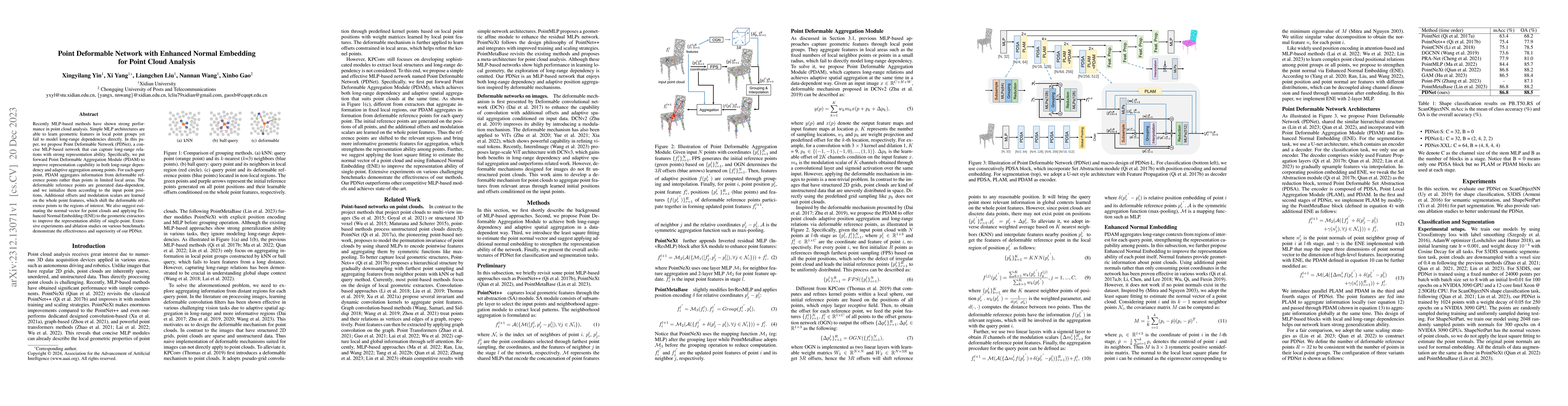 Thumbnail for Point Deformable Network with Enhanced Normal Embedding for Point Cloud
  Analysis