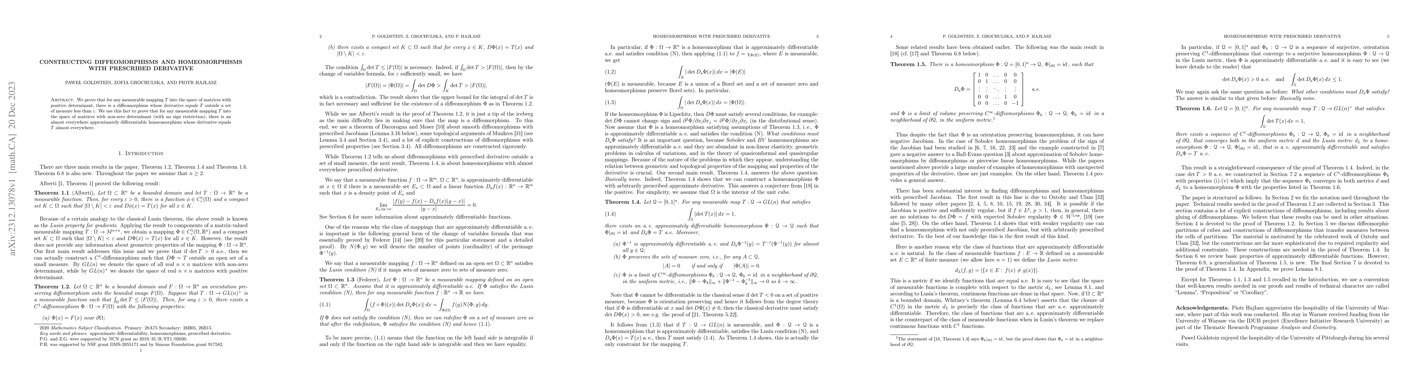 Thumbnail for Constructing diffeomorphisms and homeomorphisms with prescribed
  derivative
