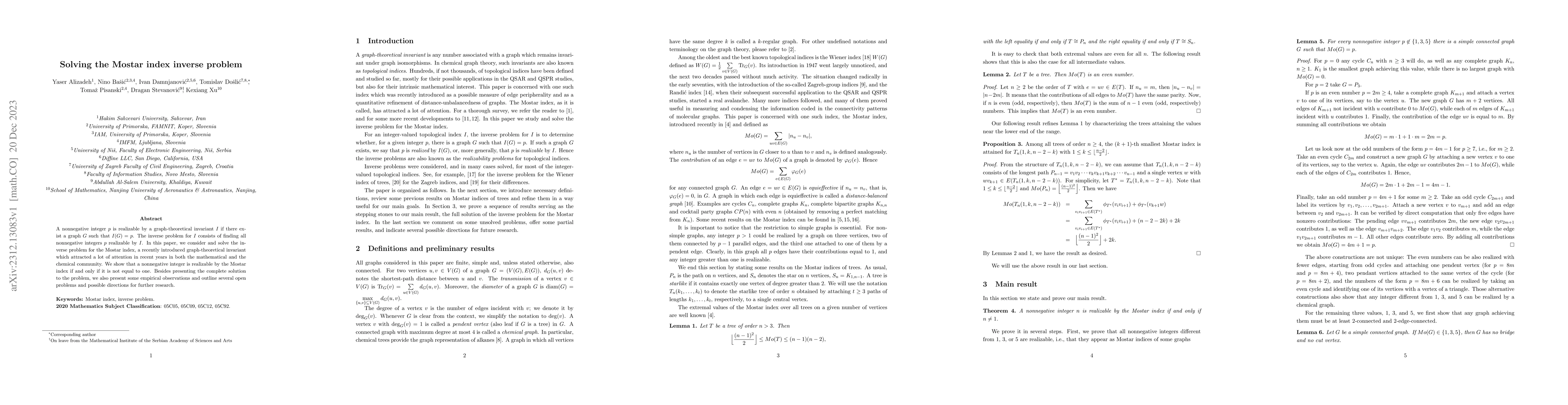 Thumbnail for Solving the Mostar index inverse problem