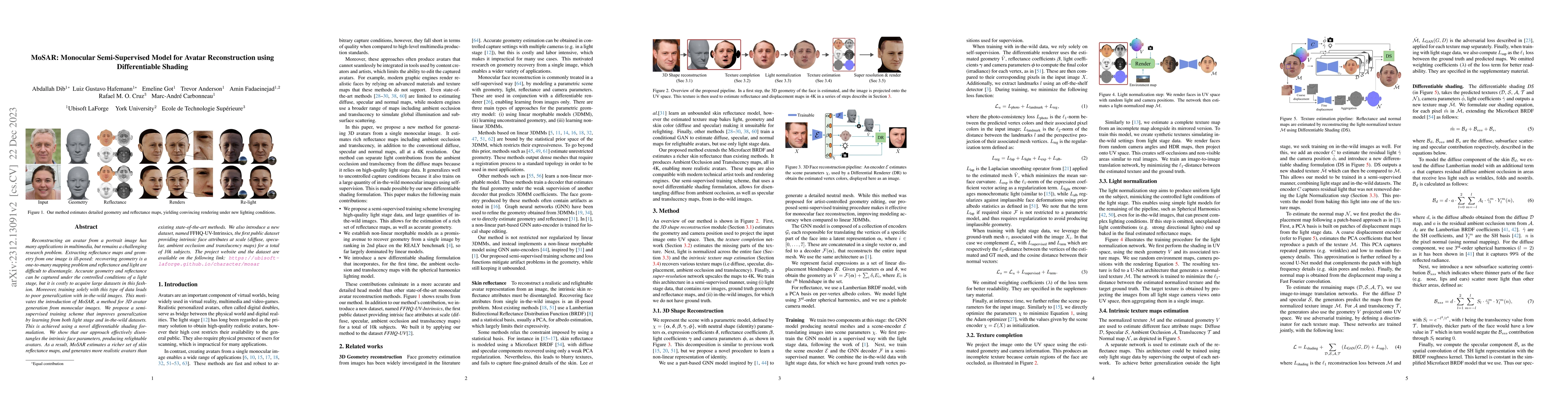 Thumbnail for MoSAR: Monocular Semi-Supervised Model for Avatar Reconstruction using
  Differentiable Shading