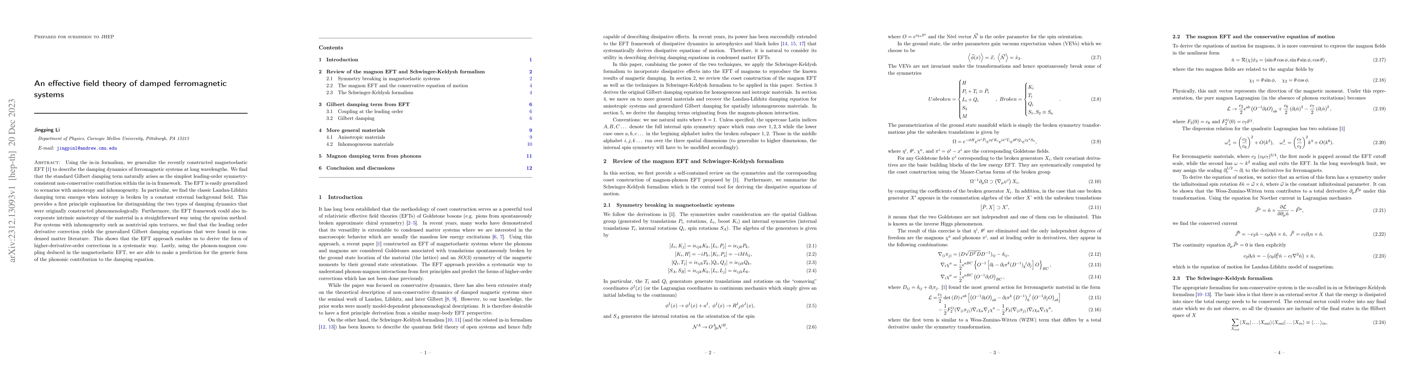 Thumbnail for An effective field theory of damped ferromagnetic systems