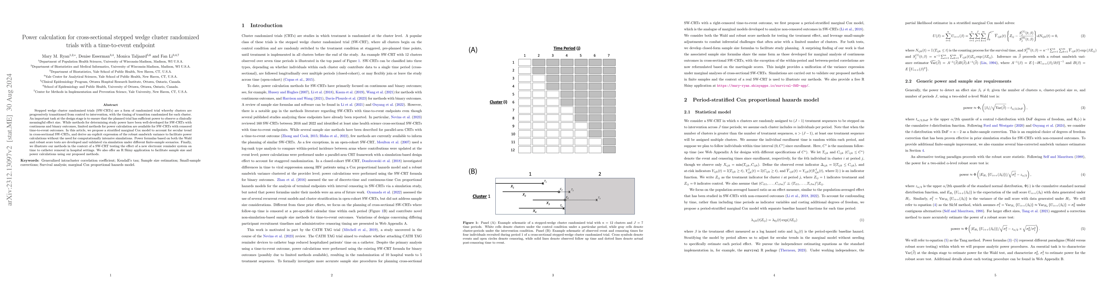 Thumbnail for Power calculation for cross-sectional stepped wedge cluster randomized
  trials with a time-to-event endpoint